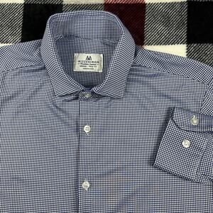 Mizzen Main Shirt Mens M Blue Gingham Plaid‎ Standard Fit Spinnaker Stretch USA